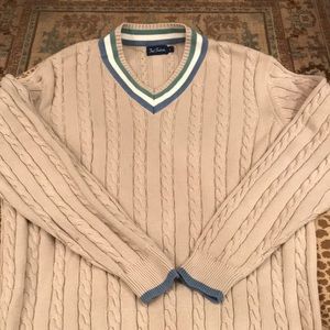 Paul Fredrick cable knit v neck sweater